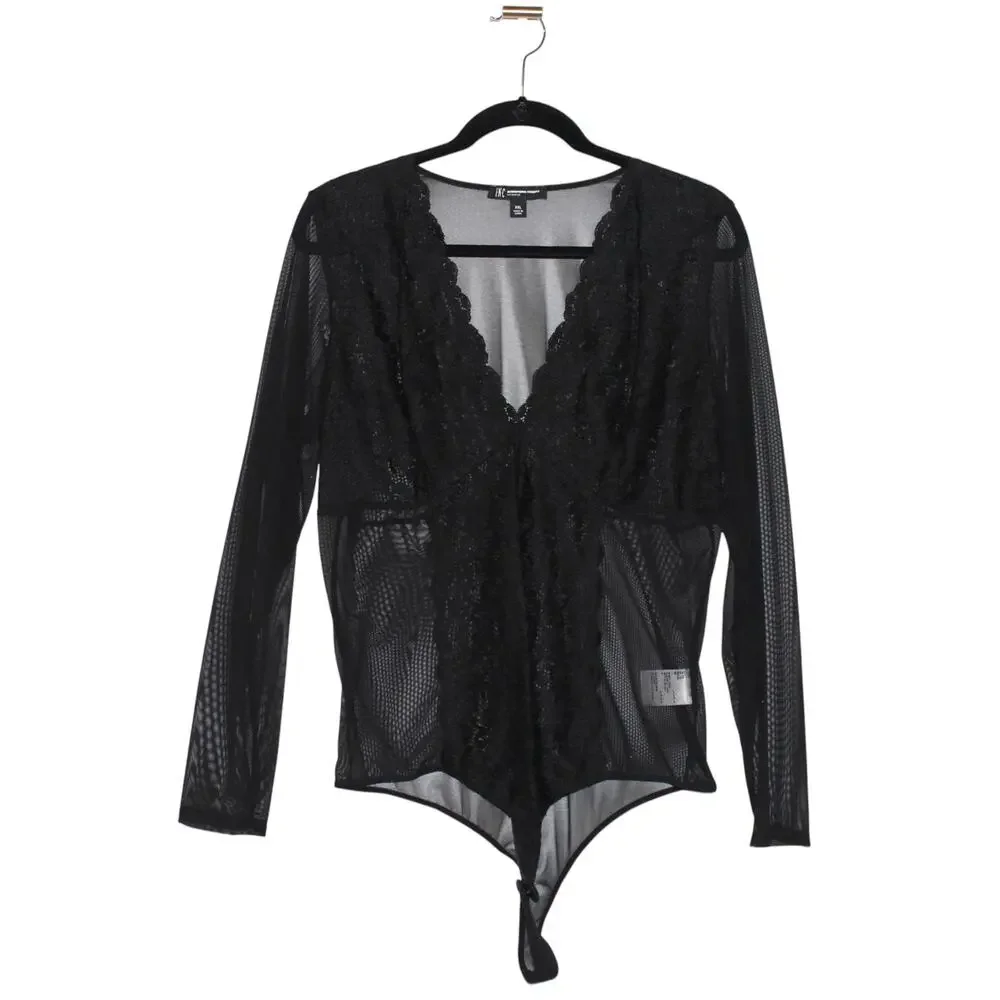 INC International Concepts Black Lace Bodysuit XXL NWT
